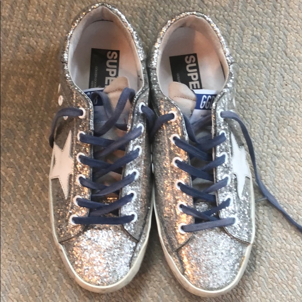 Golden Goose Deluxe Brand silver sparkle sneaker